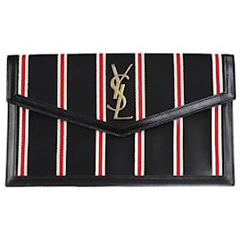 Saint Laurent-Black and red Uptown striped clutch bag-Black