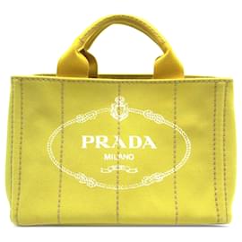 Prada-Prada Yellow Canapa Logo Tote-Yellow
