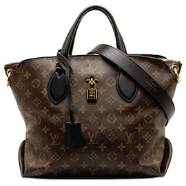 Louis Vuitton-Bolso tote con cremallera y flor del monograma marrón de Louis Vuitton PM-Otro
