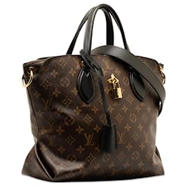 Louis Vuitton-Bolso tote con cremallera y flor del monograma marrón de Louis Vuitton PM-Otro