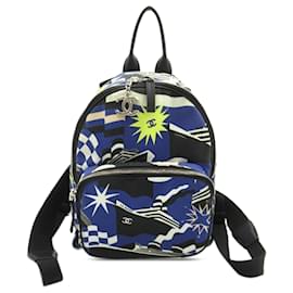 Chanel-Chanel Blue CC Cruise Print Canvas Backpack-Blue