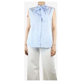 Autre Marque-Blue sleeveless neck-tie striped shirt - size UK 12-Blue