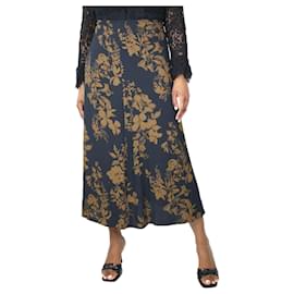 Reformation-Black floral printed midi skirt - size UK 16-Black