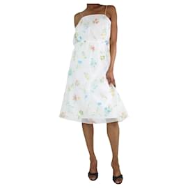 Autre Marque-White floral printed midi strap dress - size UK 6-White
