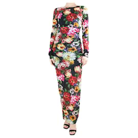 Dolce & Gabbana-Vestido maxi de malha com estampa floral - tamanho Reino Unido 10-Multicor