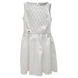 Christian Dior-CHRISTIAN DIOR SS17 Fencing Diamond Stitch Bee Embroidery Dress-White