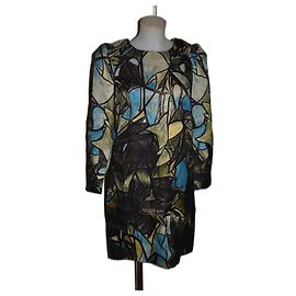Vestido midi Marni de seda e lã Multicor
