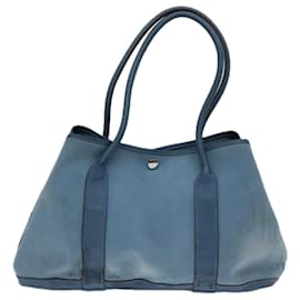 Hermès-HERMES Garden Party PM Hand Bag Canvas Light Blue Auth 69609-Light blue