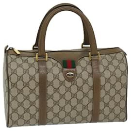 Gucci-GUCCI GG Supreme Web Sherry Line Hand Bag PVC Beige Red 39 02 007 auth 69337-Red,Beige