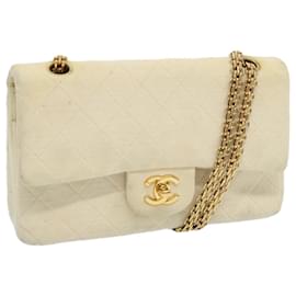 Chanel-CHANEL Matelasse Chain Shoulder Bag cotton Cream CC Auth 69547A-Cream