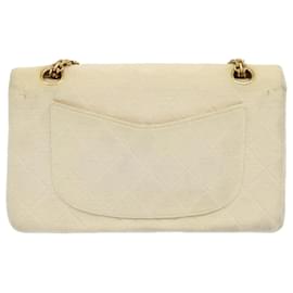 Chanel-CHANEL Matelasse Chain Shoulder Bag cotton Cream CC Auth 69547A-Cream