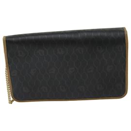 Christian Dior-Christian Dior Honeycomb Canvas Chain Shoulder Bag PVC Black Auth ti1598-Black