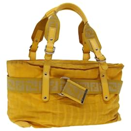 Fendi-FENDI Zucca Canvas Hand Bag Yellow Auth ac2820-Yellow