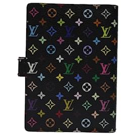 Louis Vuitton-LOUIS VUITTON Multicolor Agenda PM Day Planner Cover Black R21076 auth 69092-Black