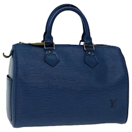Louis Vuitton-Louis Vuitton Epi Speedy 25 Bolsa de Mão Azul Toledo M43015 Autenticação de LV 68822-Outro