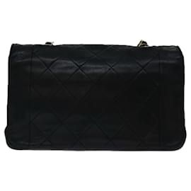 Chanel-CHANEL Diana Matelasse Chain Shoulder Bag Lamb Skin Black CC Auth 69061A-Black