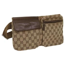 Gucci-GUCCI GG Canvas Waist Bag Beige 28566 Auth ki4191-Beige