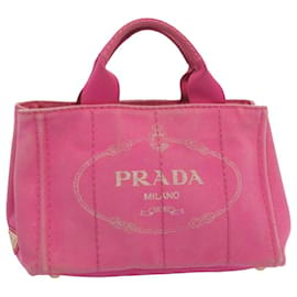 Prada-PRADA Canapa PM Bolsa de mão em lona rosa Auth 69334-Rosa