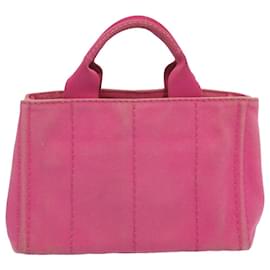 Prada-PRADA Canapa PM Hand Bag Canvas Pink Auth 69334-Pink