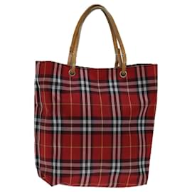 Burberry-BURBERRY Nova Check Hand Bag Nylon Red Auth bs12782-Red