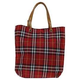 Burberry-BURBERRY Nova Check Hand Bag Nylon Red Auth bs12782-Red