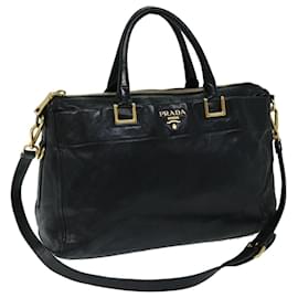 Prada-PRADA Tote Bag Leather 2way Black Auth tb1054-Black