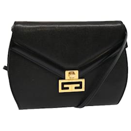 Givenchy-GIVENCHY Shoulder Bag Leather Black Auth bs12854-Black