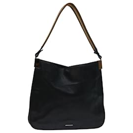 Gucci-GUCCI Sherry Line Shoulder Bag Leather Black Beige Brown 001 4321 Auth bs12752-Brown,Black,Beige