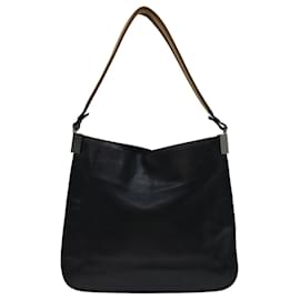 Gucci-GUCCI Sherry Line Shoulder Bag Leather Black Beige Brown 001 4321 Auth bs12752-Brown,Black,Beige