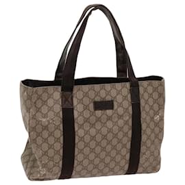Gucci-GUCCI GG Supreme Tote Bag PVC Beige 141624 auth 69369-Beige
