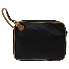 Gucci-GUCCI Clutch Bag Leather Black Auth bs12738-Black