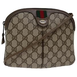 Gucci-GUCCI GG Supreme Web Sherry Line Shoulder Bag PVC Beige 904 02 047 Auth yk11316-Beige