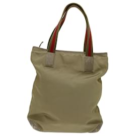 Gucci-GUCCI Sherry Line Tote Bag Canvas Beige Red khaki 019 0401 Auth ti1583-Red,Beige,Khaki