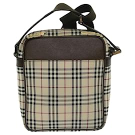 Burberry-BURBERRY Nova Check Shoulder Bag Canvas Beige Brown Auth bs12772-Brown,Beige