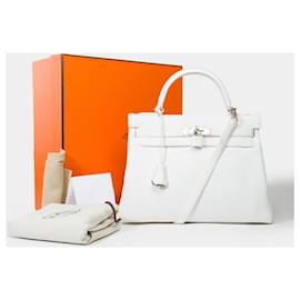 Hermès-Hermes Kelly bag 32 in White Leather - 101814-White