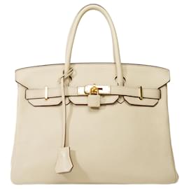Hermès-Sac HERMES Birkin 30 en Cuir Beige - 101788-Beige