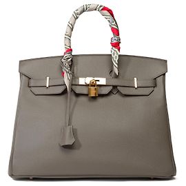 Hermès HERMES BIRKIN BAG 35 in Etoupe Leather - 101805 Taupe