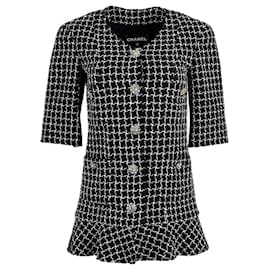 Chanel-Veste en tweed noir avec boutons CC Jewel Gripoix.-Noir