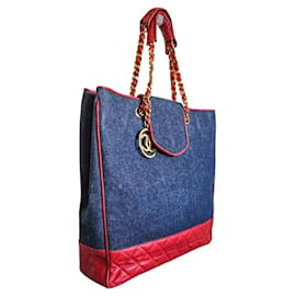 Chanel-Sac fourre-tout Chanel vintage-Rouge,Bleu