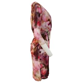 Autre Marque-Matthew Williamson – Magentafarbenes Kleid mit Blumenmuster und mehreren Aquarellfarben-Pink