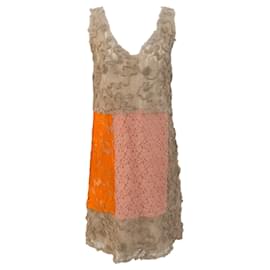 Autre Marque-Moschino Cheap And Chic Pink / Taupe Lace Sleeveless Dress-Beige
