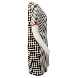 Autre Marque-Akris Punto Schwarz / Weißes Kleid mit Punkten und rotem Besatz-Schwarz