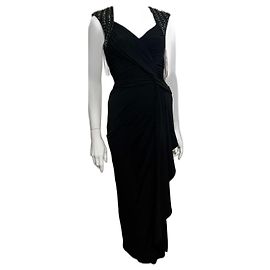 Jenny Packham Black evening gown from jersey with embellished shoulders Black