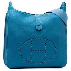 Hermès-Hermès Blaue Clemence Evelyne II Größe M-Blau