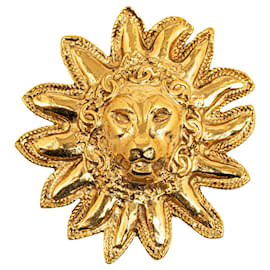 Chanel-Broche de cabeça de leão de ouro Chanel-Dourado