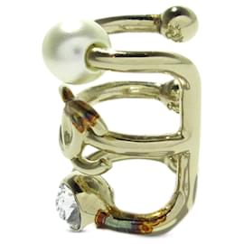 Chanel-Manchette d'oreille unique CC en cristal de perle d'or Chanel-Doré