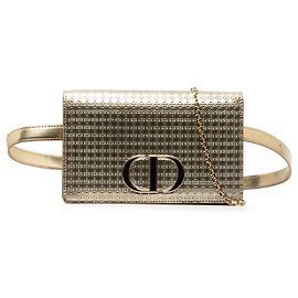 Microcannage verni métallisé or Dior 30 Montaigne 2-dans-1 Poche Doré