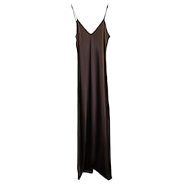 Nili Lotan-Nili Lotan Sleeveless Maxi Dress in Brown Silk-Brown