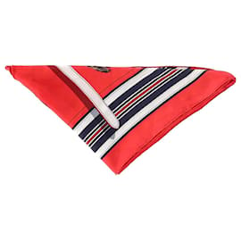 Hermès-Lenço triangular estampado Hermes em seda vermelha-Vermelho