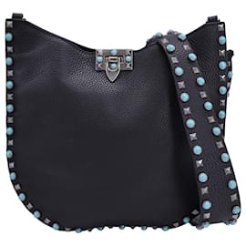 Valentino Garavani-Valentino Garavani Rockstud Small Flip-Lock Bag in Black Calfskin Leather-Black